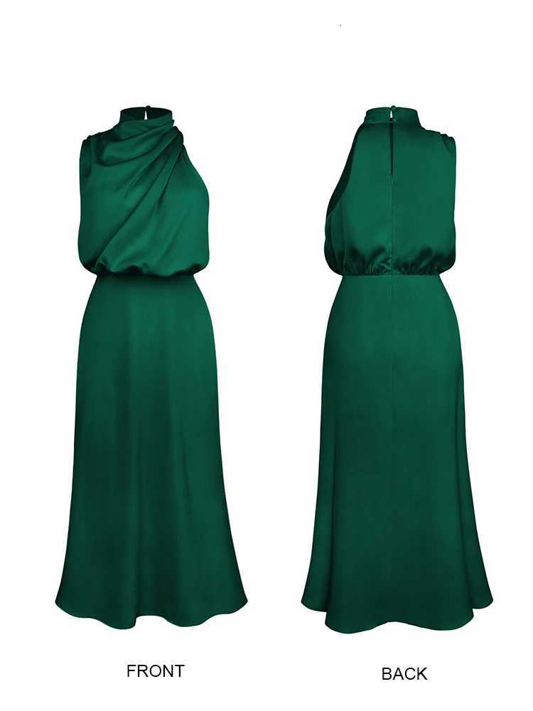 Summer High-End Silk Satin Sleeveless Long Dress Women Fashion Ele Celebrity Dresses Evening Dress Party Clothes Ladies XJ250722