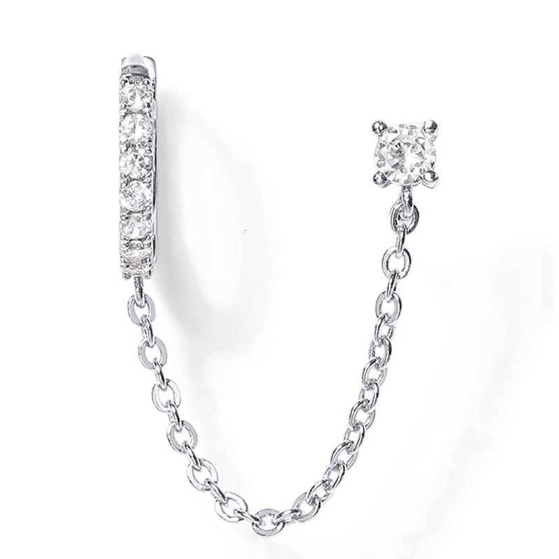 1PC Tassel Chain Earrings for Women Cubic Zircon Ear Stud Hoop Two Hole Earrings Statement Female Accessories Hot Jewelry XJ250722