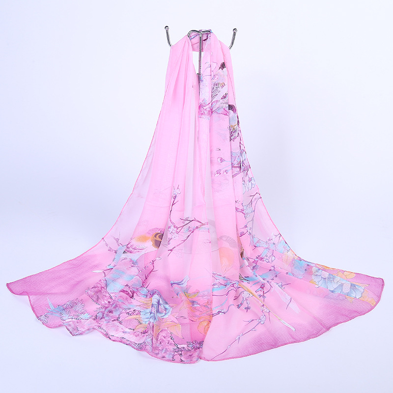 K1437 Summer silk scarf women chiffon scarf air conditioning shawl scarf female beach towel neck scarf manufacturers wholesale