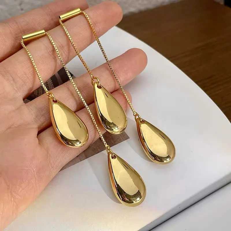 Exaggerated Metal Water Drop Earrings For Women Fashion Gold Color Long Tassel Asymmetric Pendant Earrings Jewelry Accessories XJ250722