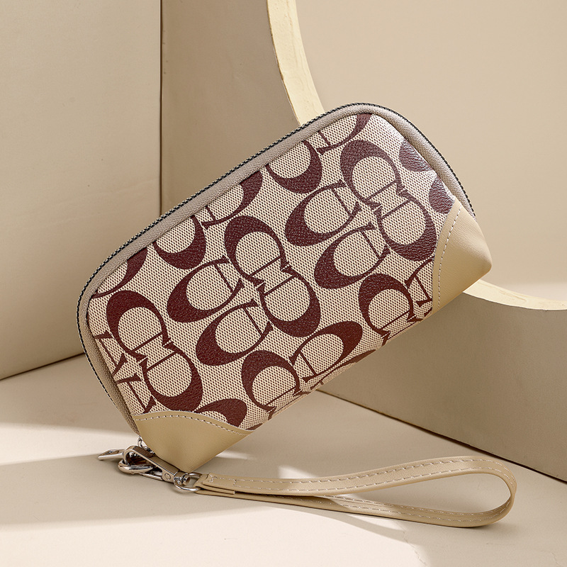 2025 Double Zipper Vintage Print Long Wallet for Women - Slim Coin Purse Organizer with Retro Pattern Design