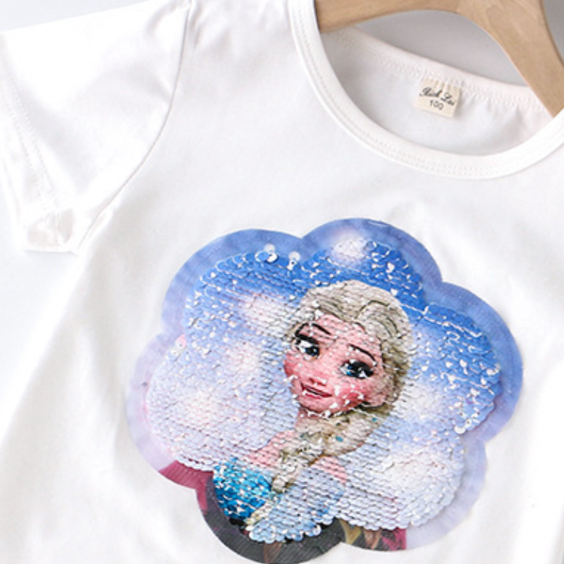 DISNEY Frozen Elsa princess girls designer clothes Princess T-shirt infant designer clothes short-sleeved princess designer T-shirt print design comfo