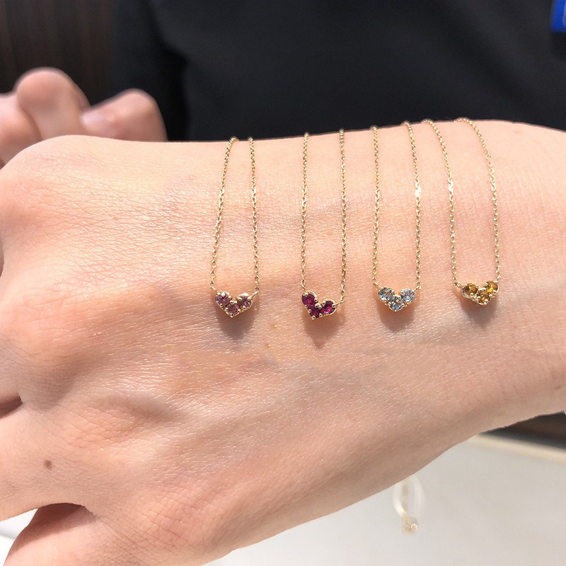 Designer Jewellery High Quality Light Luxury Birthstone Heart Necklace with Month Gemstone Clavicle Chain for All Occasions Gift Textured Elegant Acce