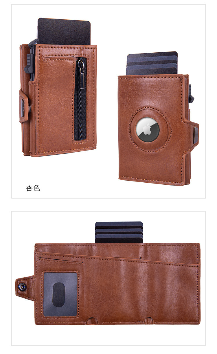 Genuine Leather Wallet with Coin Pocket Airtag Wallet RFID Blocker Wallet for Men 250722