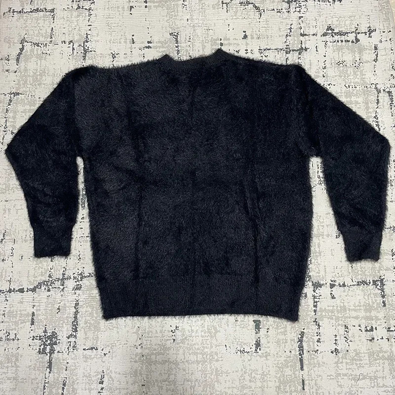 Big White SANIT Jacquard Sweater Round Neck Knitt Sweatshirts Men Women Oversize Letters Label Thicken Sweater Pullovers 250717