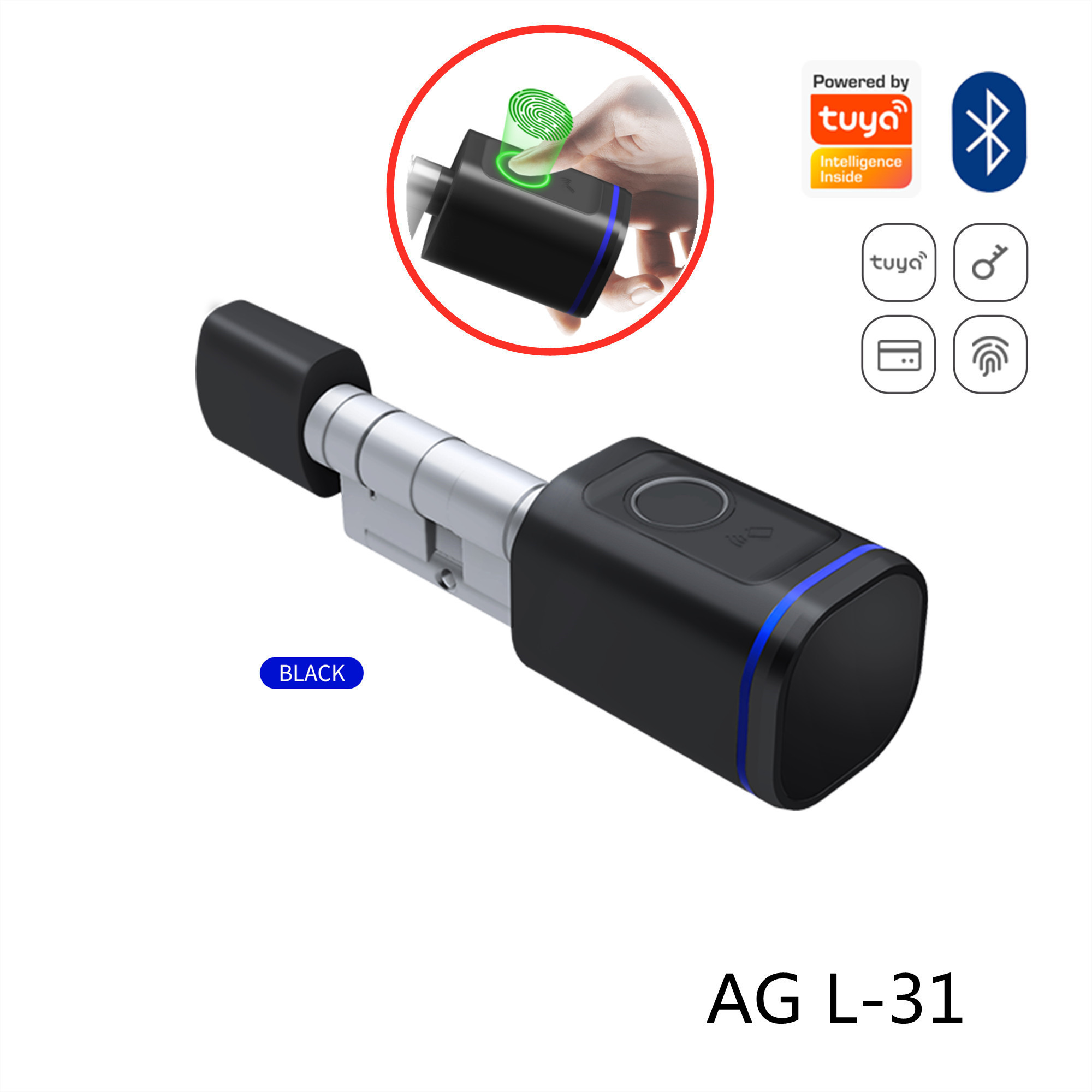 Fingerprint Smart Lock Biometric Cylinder Locks Splash Proof Tuya APP Control Unlock IC Cards Unlock Lock Automatic Home Doors Locking Easy installation Hardware