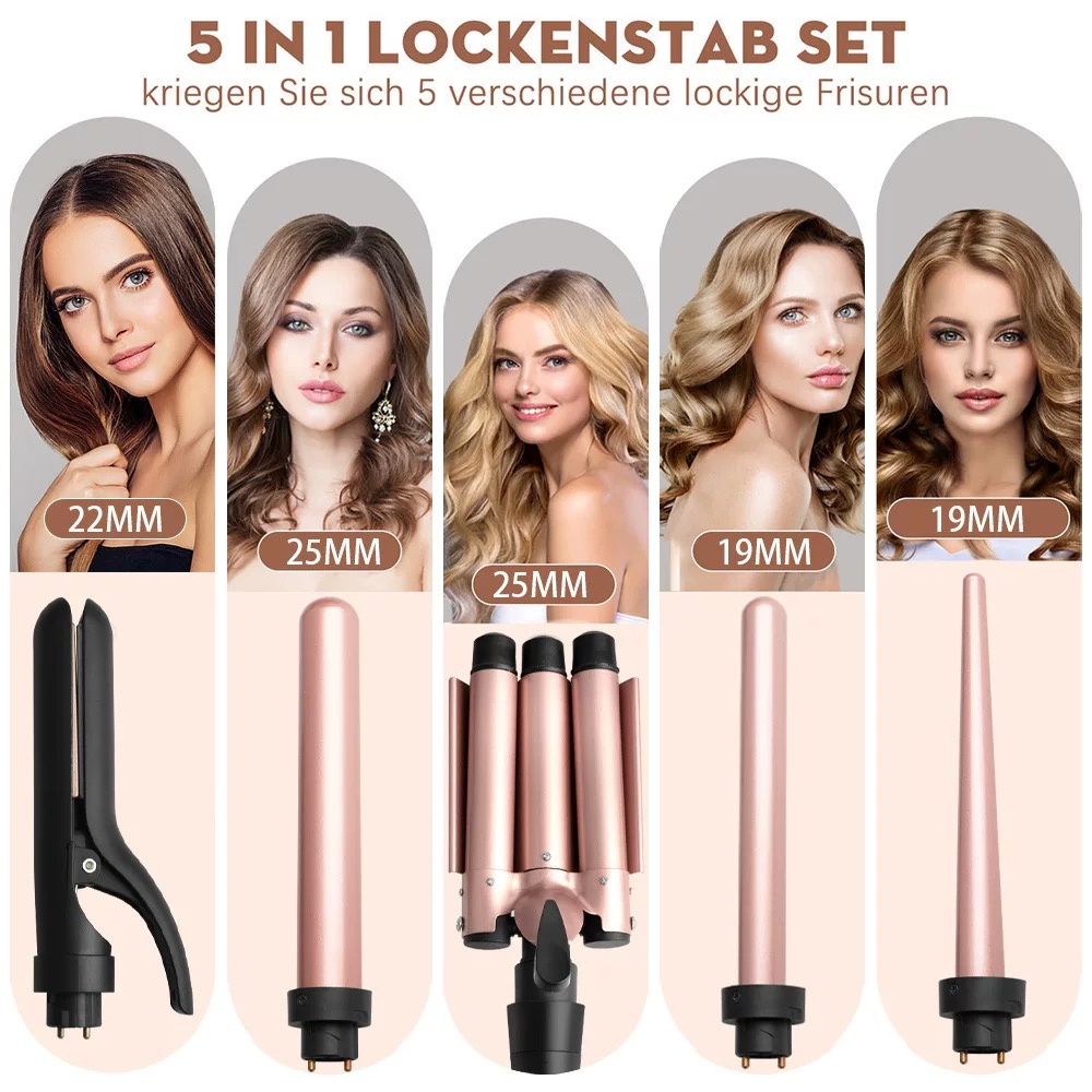 Multi-function head LCD display smart 5-in-1 tube change curling iron free shipping free shipping