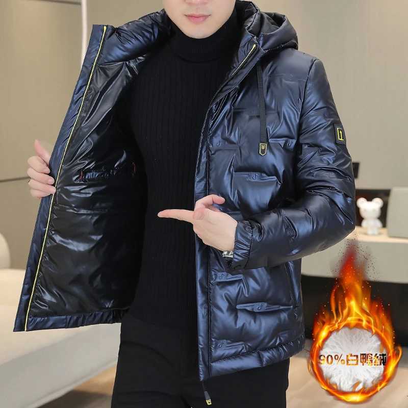 2025 Winter Mens Warm Hooded Duck Down Jacket Outdoor Windproof Waterproof Puffer Coat Solid Color Padded Top Clothing W250722