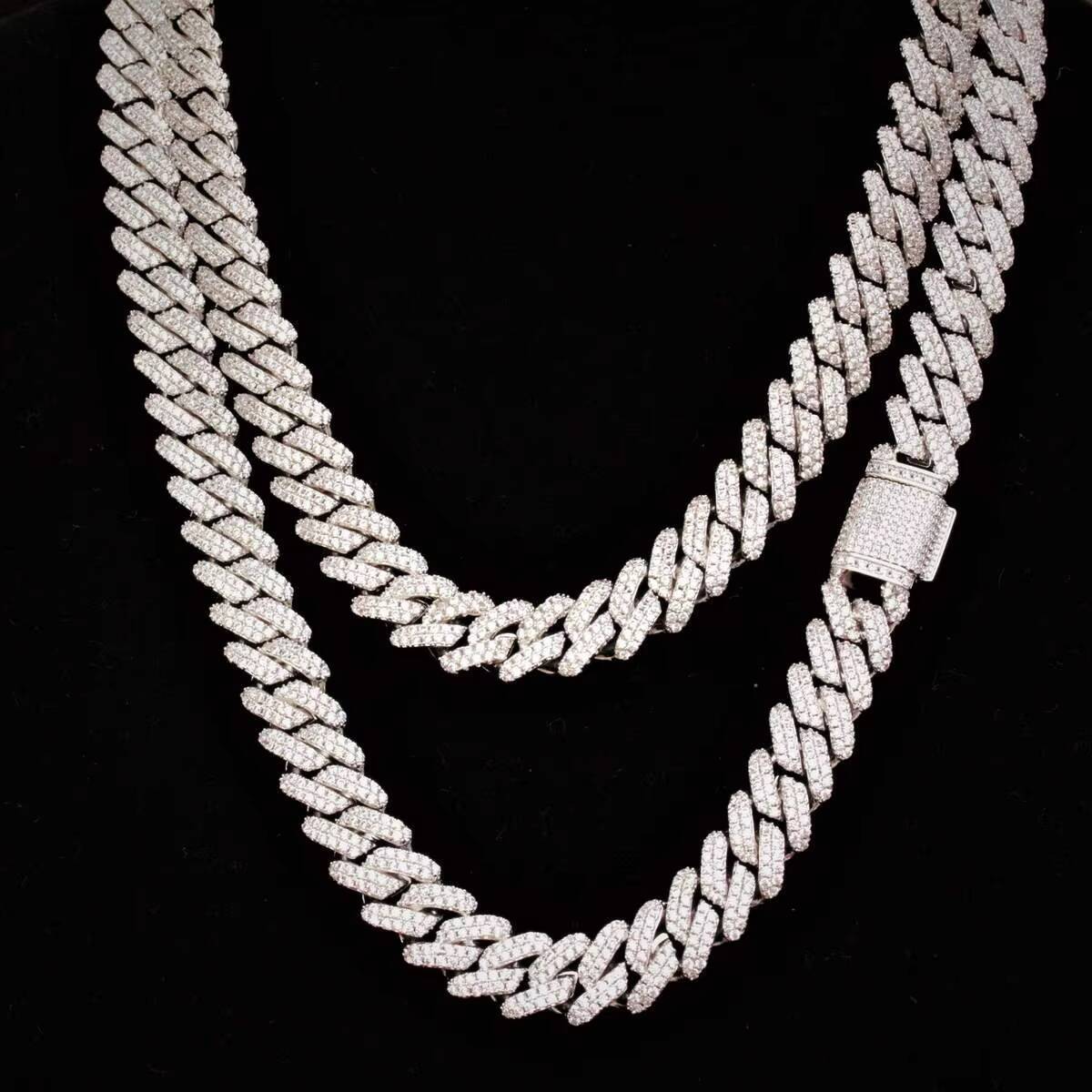 Bling 14k Gold Plated Iced Out Diamond Hip Hop Jewelry VVS Moissanite Necklace Women Cuban Necklace Men Cuban Link Chain