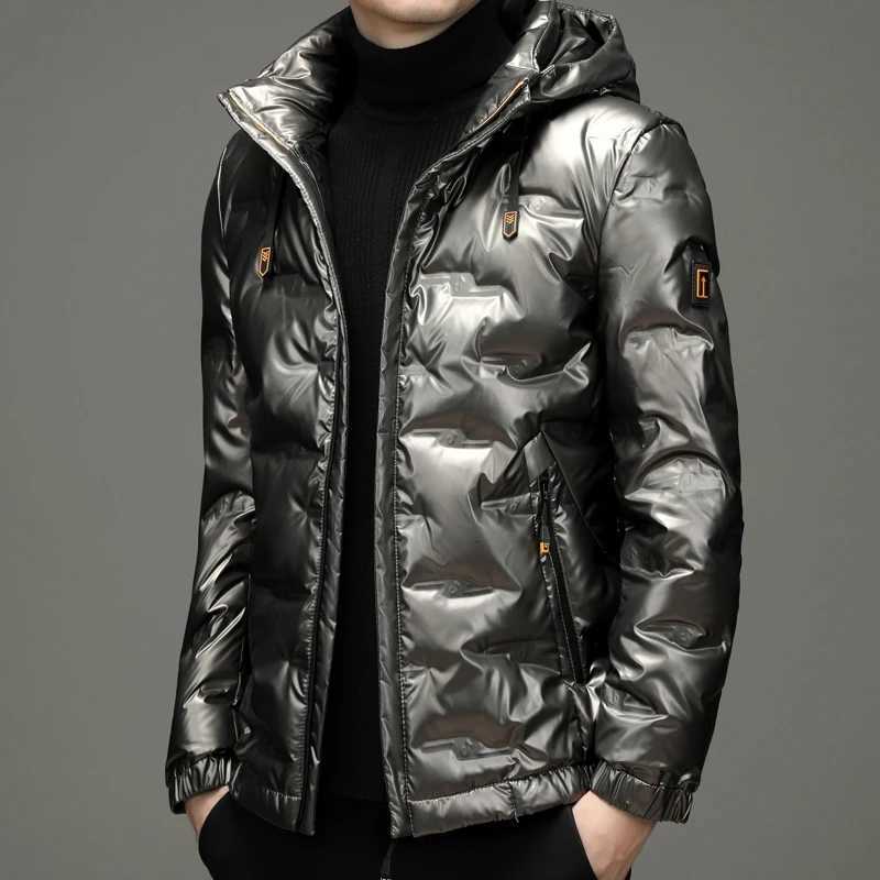 2025 Winter Mens Warm Hooded Duck Down Jacket Outdoor Windproof Waterproof Puffer Coat Solid Color Padded Top Clothing W250722