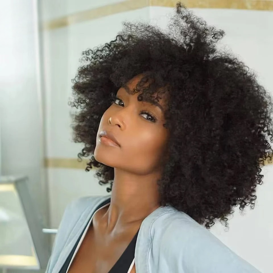 Afro Kinky Curly Wig Human Hair Short Wigs For Woman Human Hair Natural 4B 4C Brazilian Hair Wigs Full Synthetic Lace Front Wig
