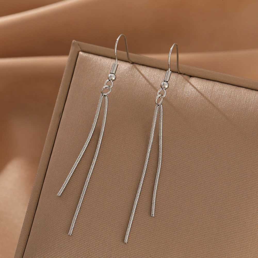 2023 New Design Stainless Steel Earrings Long Tassel Snake Bone Chain Fashion Temperament Dangle Earrings for Women Jewelry Gift XJ250722