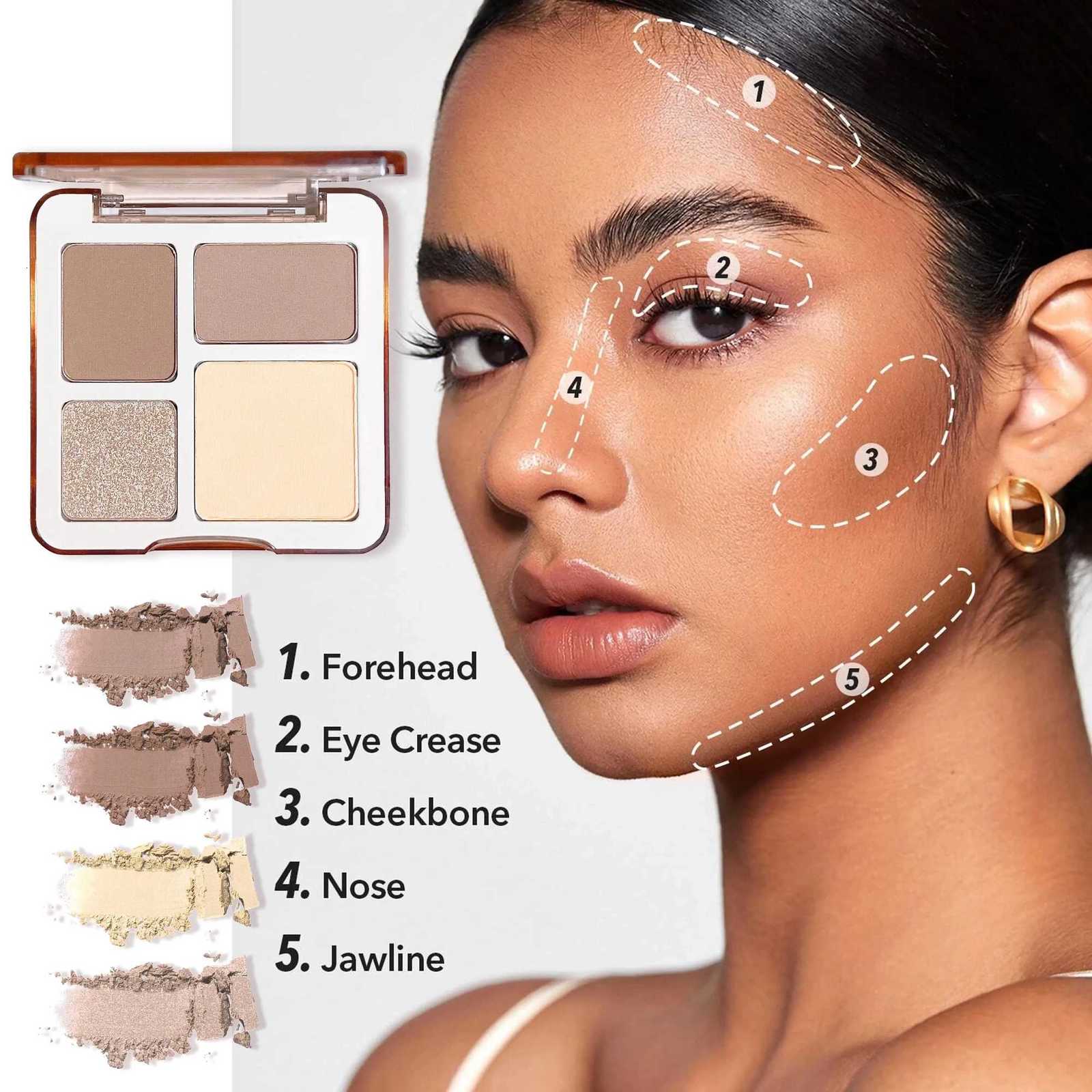 XIAOYUMI The four-color highlighter contour palette is matte and long-lasting brightening three-dimensional contours W250722