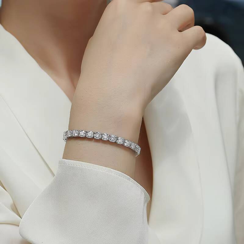 Fashion Design Hip Hop Iced Out Tennis Chain 925 Silver VVS Moissanite Bracelet for Man Woman Gemston 5mmTennis Chain Bracelet