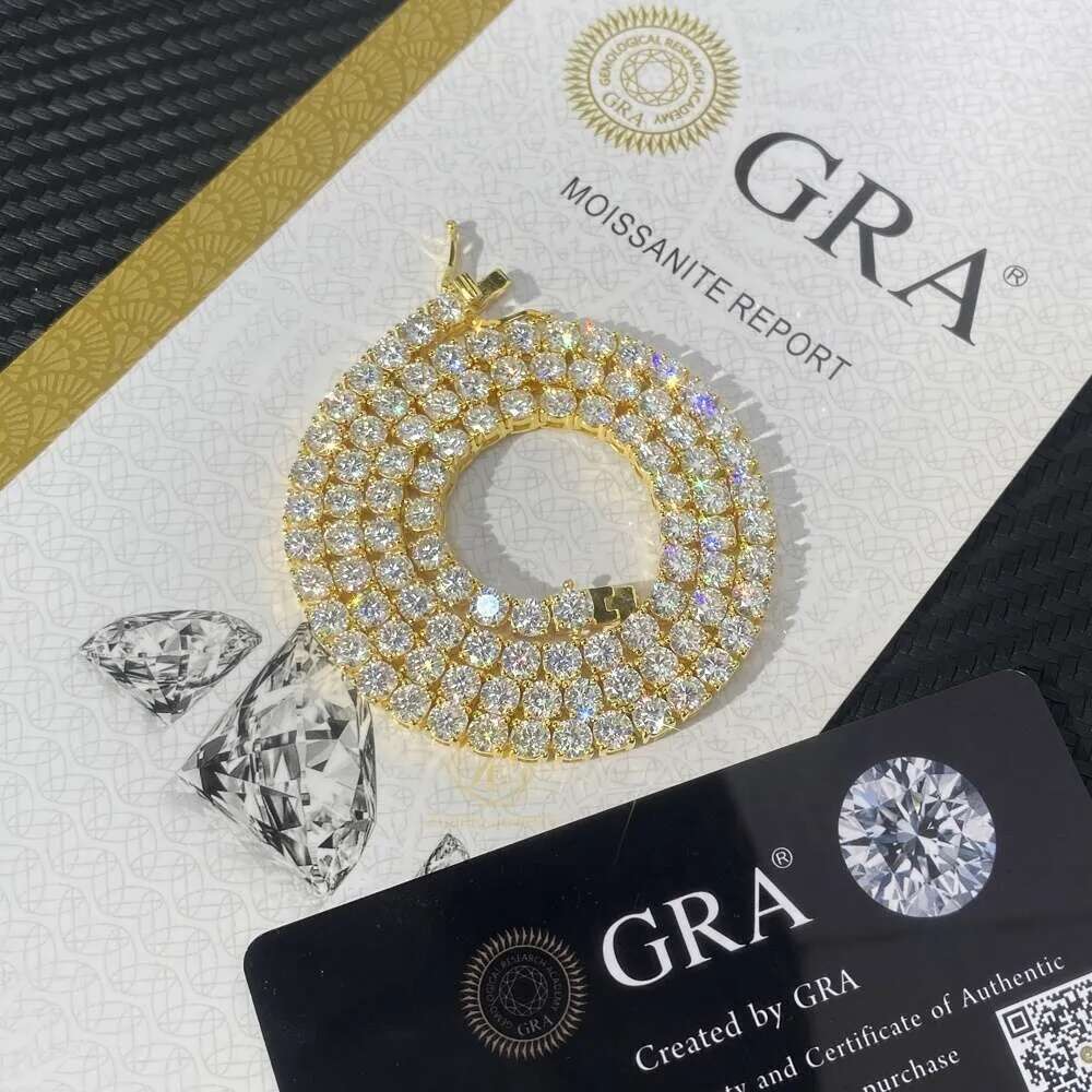 Fine Jewelry Bracelet Necklace 4mm 5mm 6.5mm Custom 10k 14k Gold Plated Sterling Sier 3mm Moissanite Tennis Chain