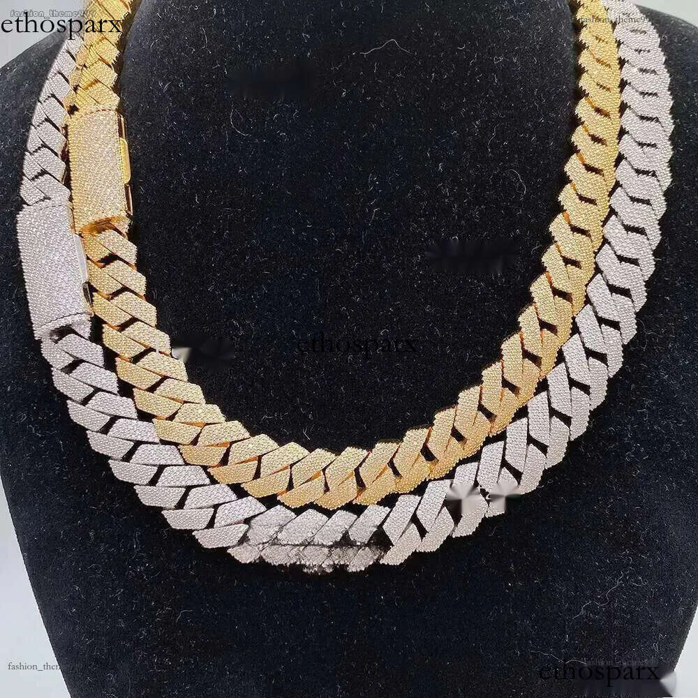Passed Vvs Test Hip Hop Jewelry Necklace 15mm GRA Ice Out Moissanite Dia Cuban Chain Popular with Rappers Free delivery