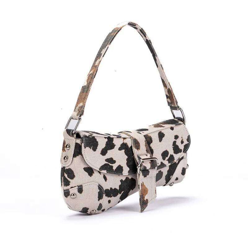 Cow Leopard Prints Chest Bags Women Canvas Large Capacity Shoulder Crossbody Bag Fashion Latest Saddle Underarm Handbags