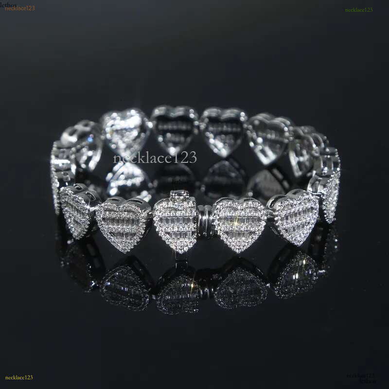 Luxury designer Heart-shaped tennis Bracelet Women's full Spread Ice Out VVS Moissanite Bracelet Hip Hop Jewelry Gift Free shipping