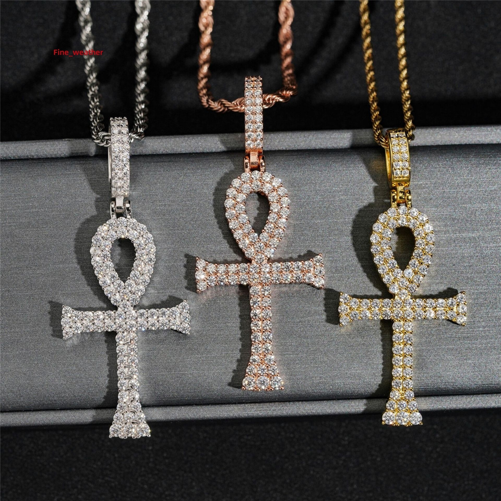 Wholesale Fashion Hip Hop 925 Sterling Silver Iced Out VVS Moissanite Diamond Cross Charms Pendant for Men Fine Jewelry