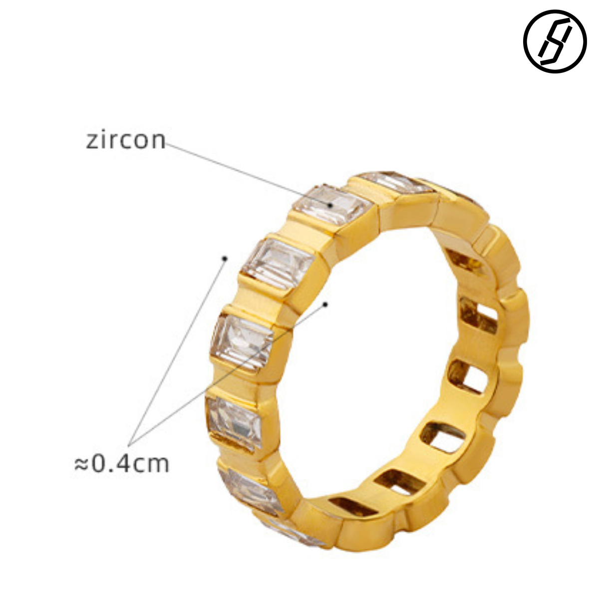 TikTok hot sale personality full diamond zircon ring titanium steel gold-plated index finger ring niche color-fast jewelry women designer ring