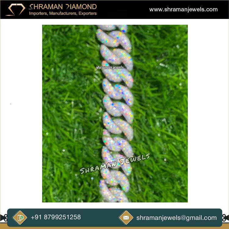 20 MM 22 Inch Elegant Design Fine Jewelry Moissanite Diamond Cuban Chain Premium Quality White Gold Plated 925 Sterling Silver