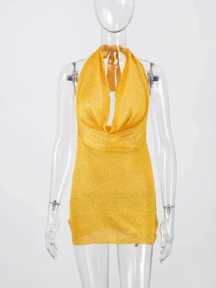 Sexy Sequin Halter Short Dress Women Backless Sleeveless Hip Package Party Dresses Fe 2025 Summer Chic Night Club Dress Lady XJ250722