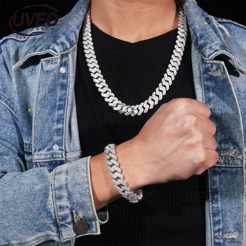 Jewelry 925 Iced Out Gold Sterling Silver VVS Moissanite Cuban Ring Hip Hop Pass Diamond Tester Pendant Cuban Link Chains Women High Quality Mens Gift