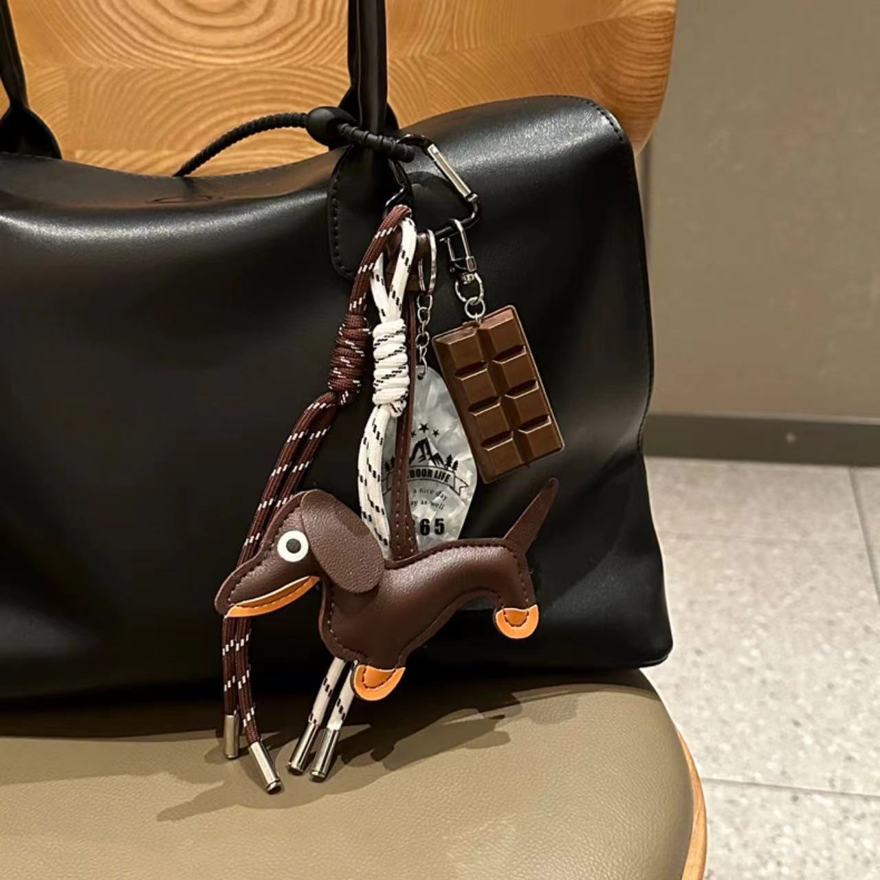 Bag Charms Designer Style Dachshund Charm - Luxury Bag Keychain, Car Lanyard & Baseball Accessory, Premium Plush Gift