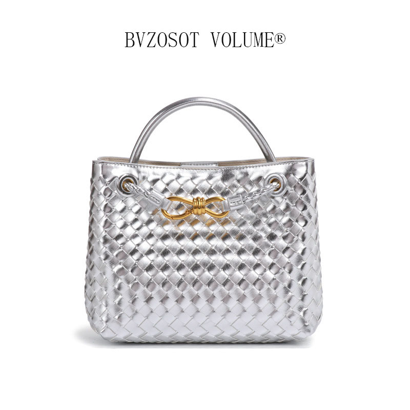 High - end textured large - capacity handbag hand - woven bag personalized and simple shoulder - crossbody bag for women