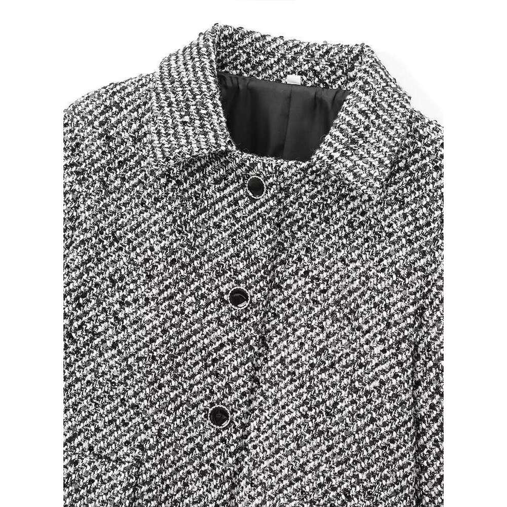 hoodie New autumn and winter style temperament advanced sequins textured lapel short suit jacket jacket