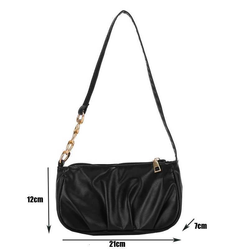 Vintage Women Pleated Thick Chain Shoulder Underarm Bag Casual Fashionable Ladies Small Handbag Purse Solid Color Square Bags XJ250704