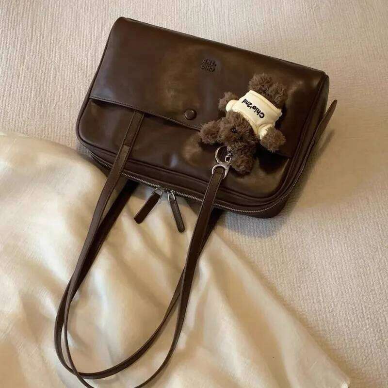 Retro Trend Boston Women's Shoulder Large Capacity PU Leather Lady Tote Underarm Daily Collocation Outdoor Bag