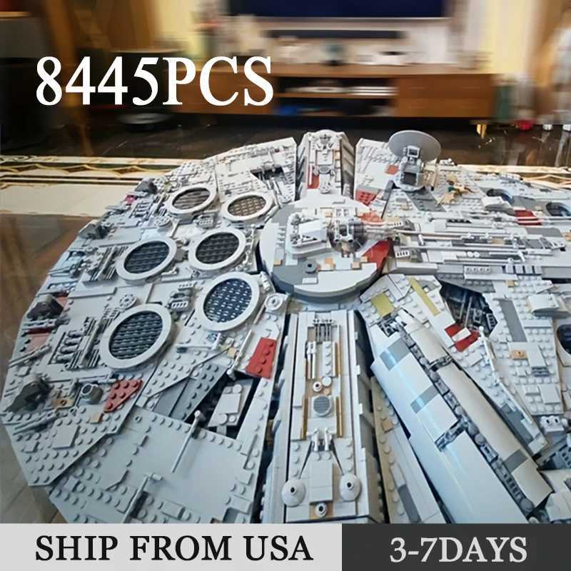 8445PCS Large Space Millennium Ship Building Blocks Falcon Model Sets Assembly Bricks Toys Collection Birthday Christmas Gifts C251111