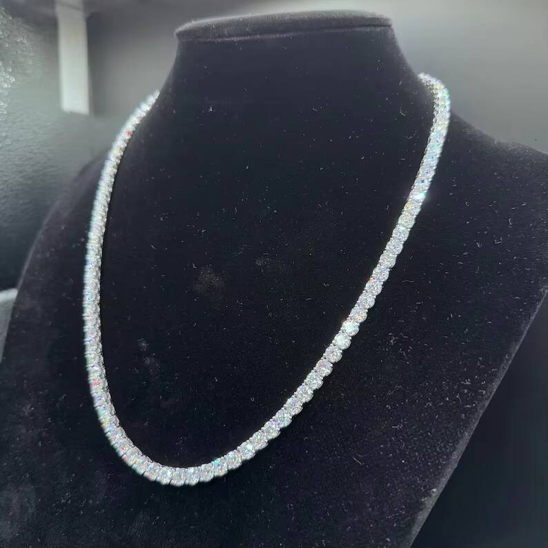 Wholesale Price Hot Sale 5mm Tennis Chain Moissanite VVS1 Diamond S925 with Gold Plated Iced Out Pendant Necklace Tennis Chain