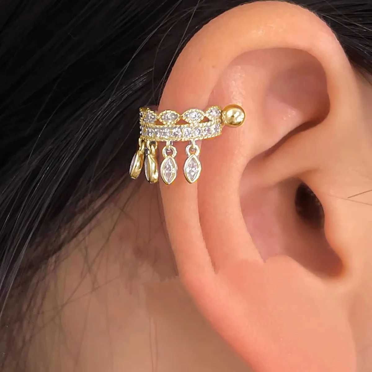 1pcs New Style Stainless Steel Ear Piercing Stud Earrings for Women Hollow Tassel Cartilage Helix Screw Back Earring XJ250722