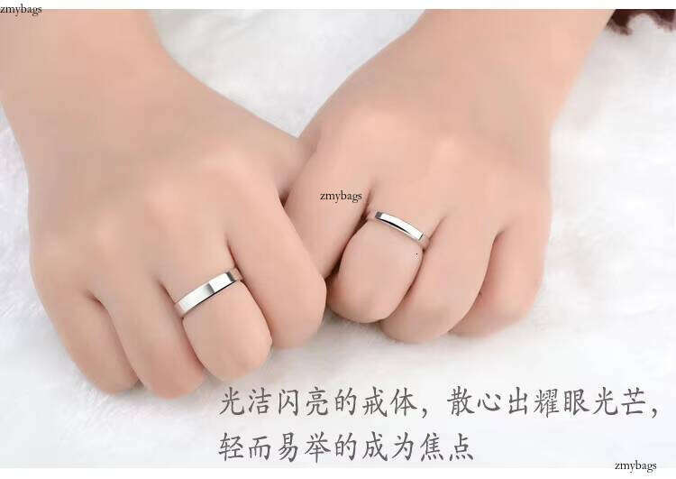 Pure silver couple jewelry edge smooth surface ring, adjustable ring