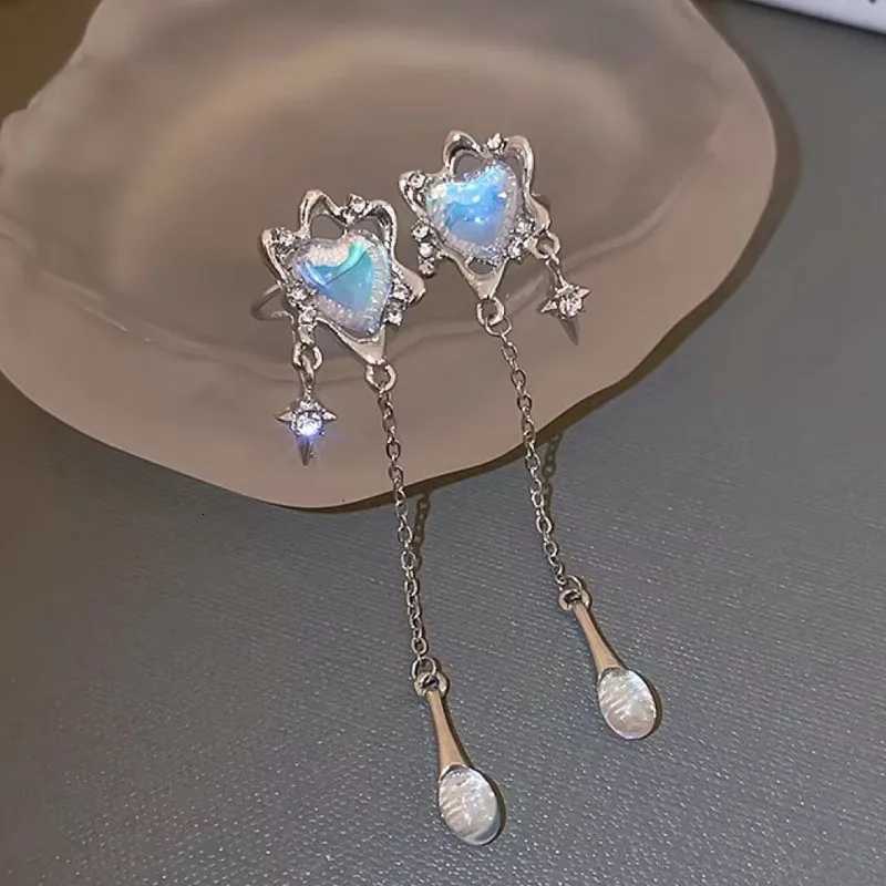 Opal Moonstone Heart-shaped Irregular Star Pendant Tassel Earrings Women Light Luxury Goth Jewelry y2k XJ250722