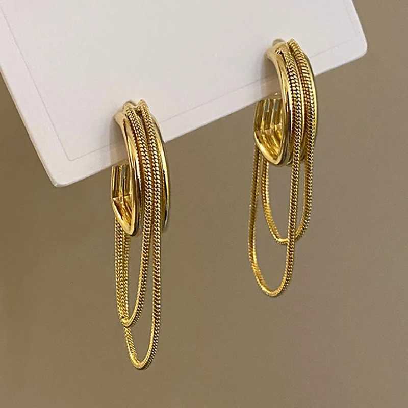 Feminine Temperament Metal Tassel Geometric Earrings 2024 New Design Jewelry Wedding Party Luxury Accessories For Womens Gift XJ250722