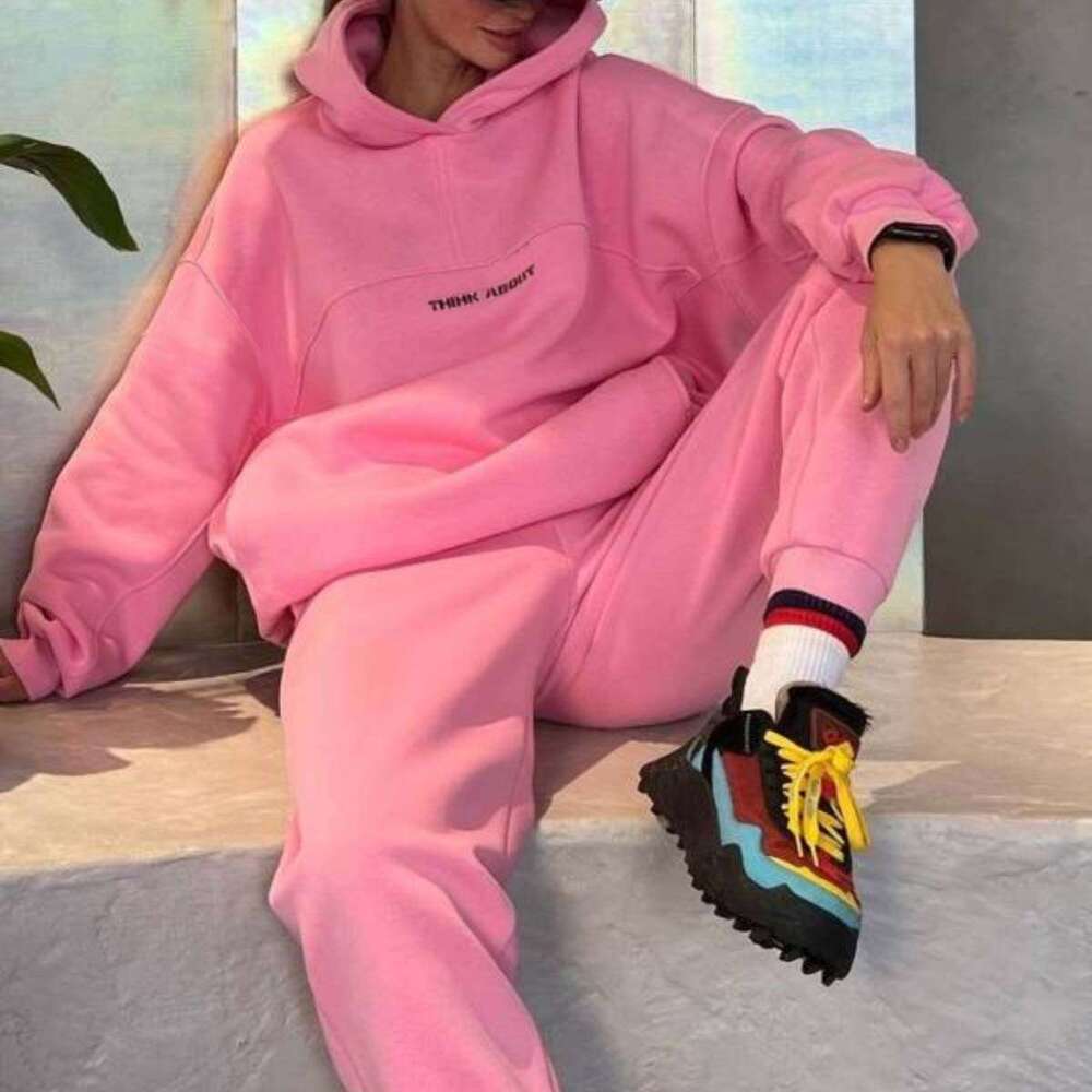 Spring And Autumn Women's Fashion Hooded Sports Casual Sweatshirt Set B5