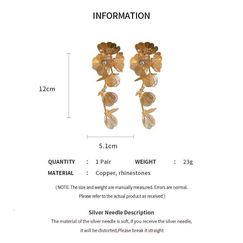 Vintage Gold-color Big Flower Drop Earrings For Women Classic Crystal Metal Long Earrings Statement Bohemian Ear Jewelry Gifts XJ250722