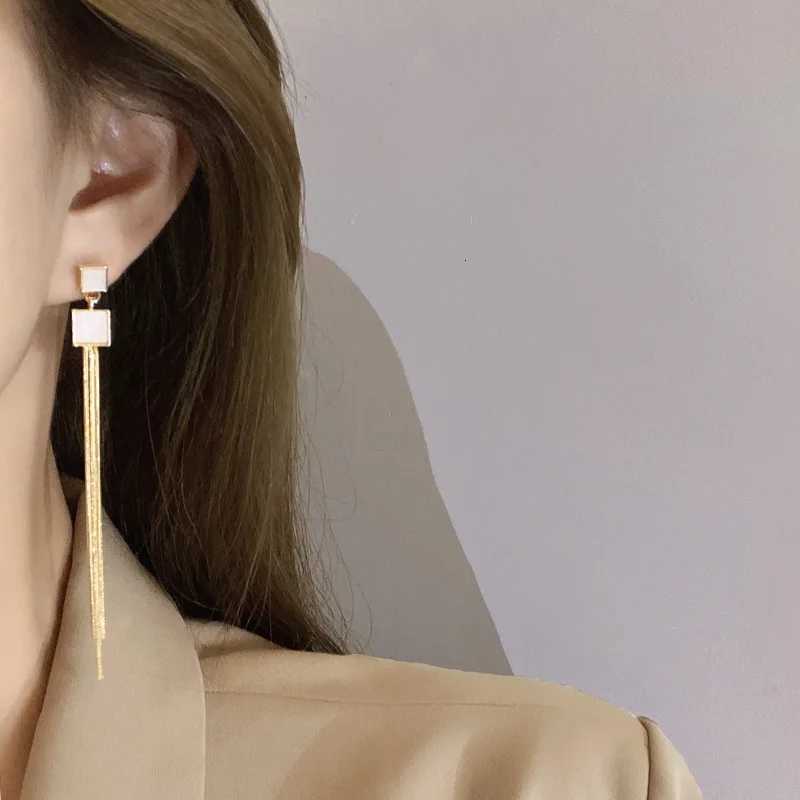 Korean Gold Color Long Tassel Earrings For Women Fashion Crystal Butterfly Heart Star Dangle Earrings Elegant Party Jewelry XJ250722