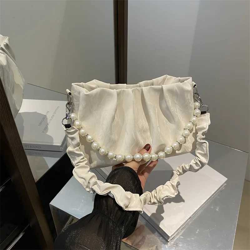 2024 New French Beaded Chain Handbag Drop Shipping Pleated Underarm Shoulder Crossbody Bag Purses and Handbags Womens Handbag XJ250704