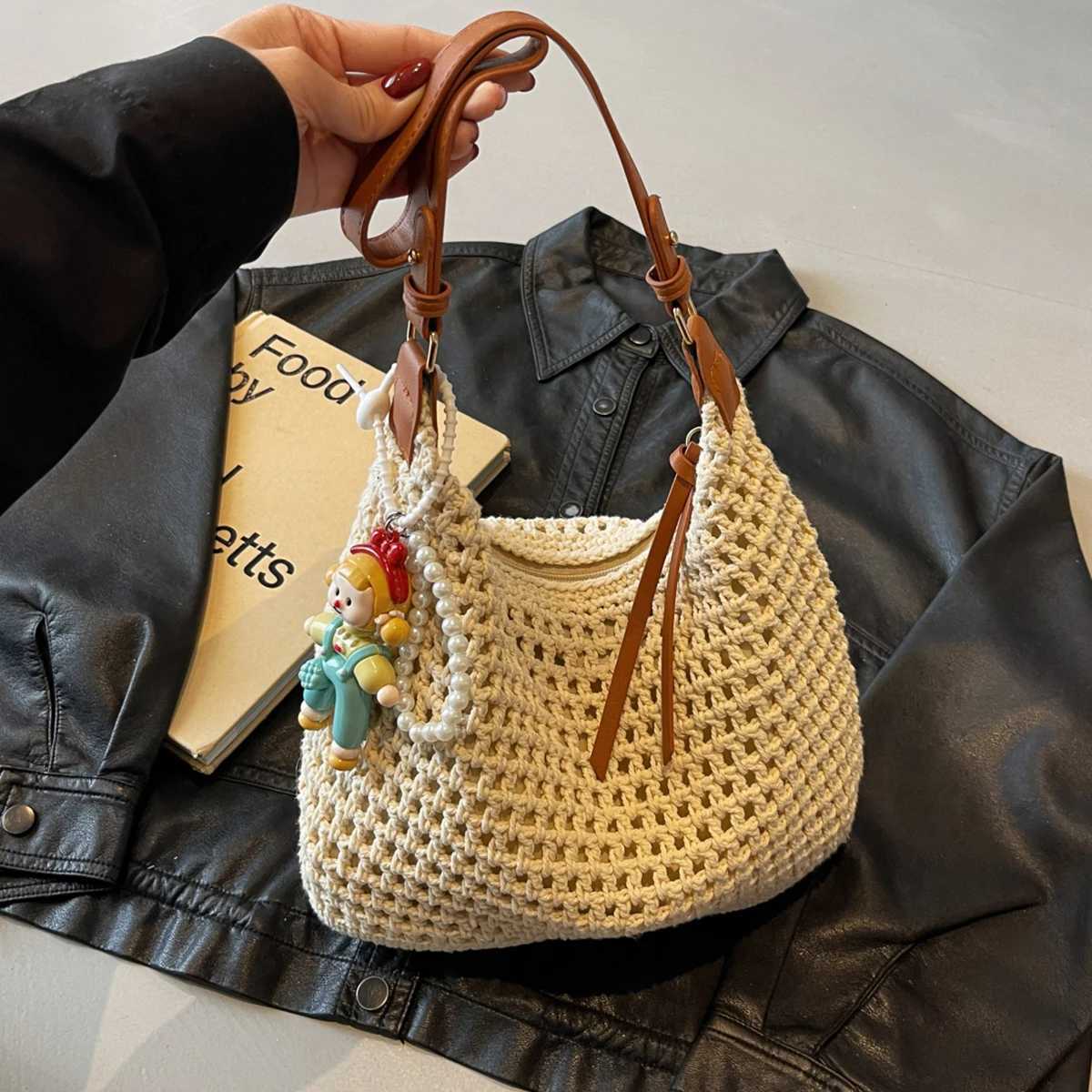 Travel Bag Hand-Woven Large-Capacity Str Bag Wens 2025 New Beach Shoulder Bag Summer Tote Bag Seaside Play Travel Work Clothing to Work to School Y250