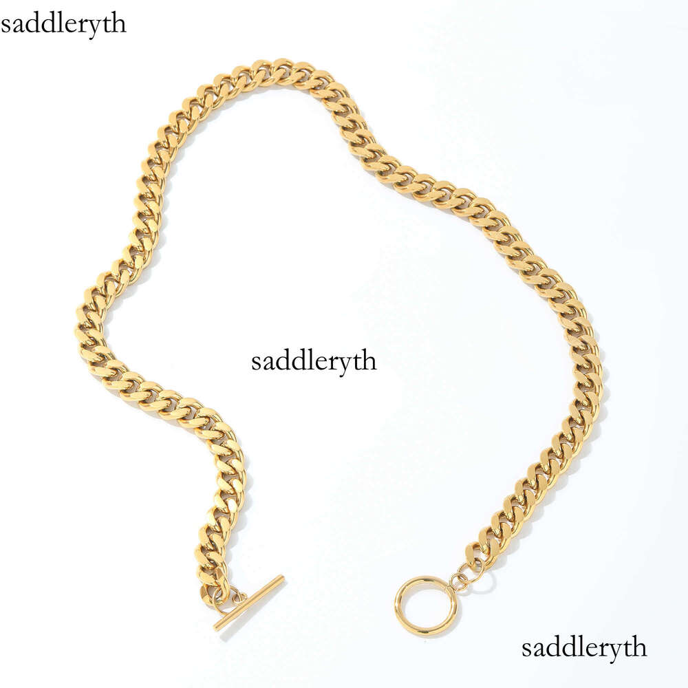 Tarnish Free Waterproof 8MM Joolim Jewelry Gold Plated Chunky Toggle Cuban Chain Stainless Steel Necklace