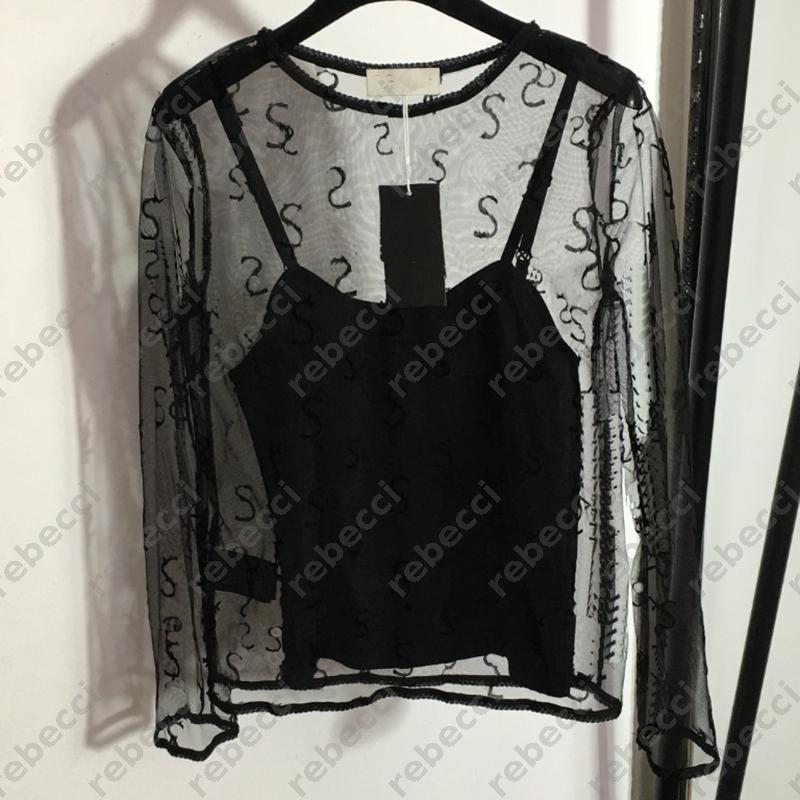 T-Shirt Donna Flocking Estiva Con Lettere Stampate, Top Moda Sexy Estivo Traspa…