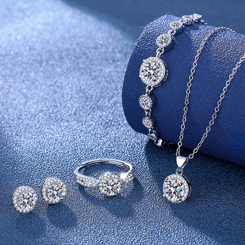 Green Red White Gemstone Zircon Wedding Jewelry Sets for Bridesmaids Bridal Necklace Earrings and Rings