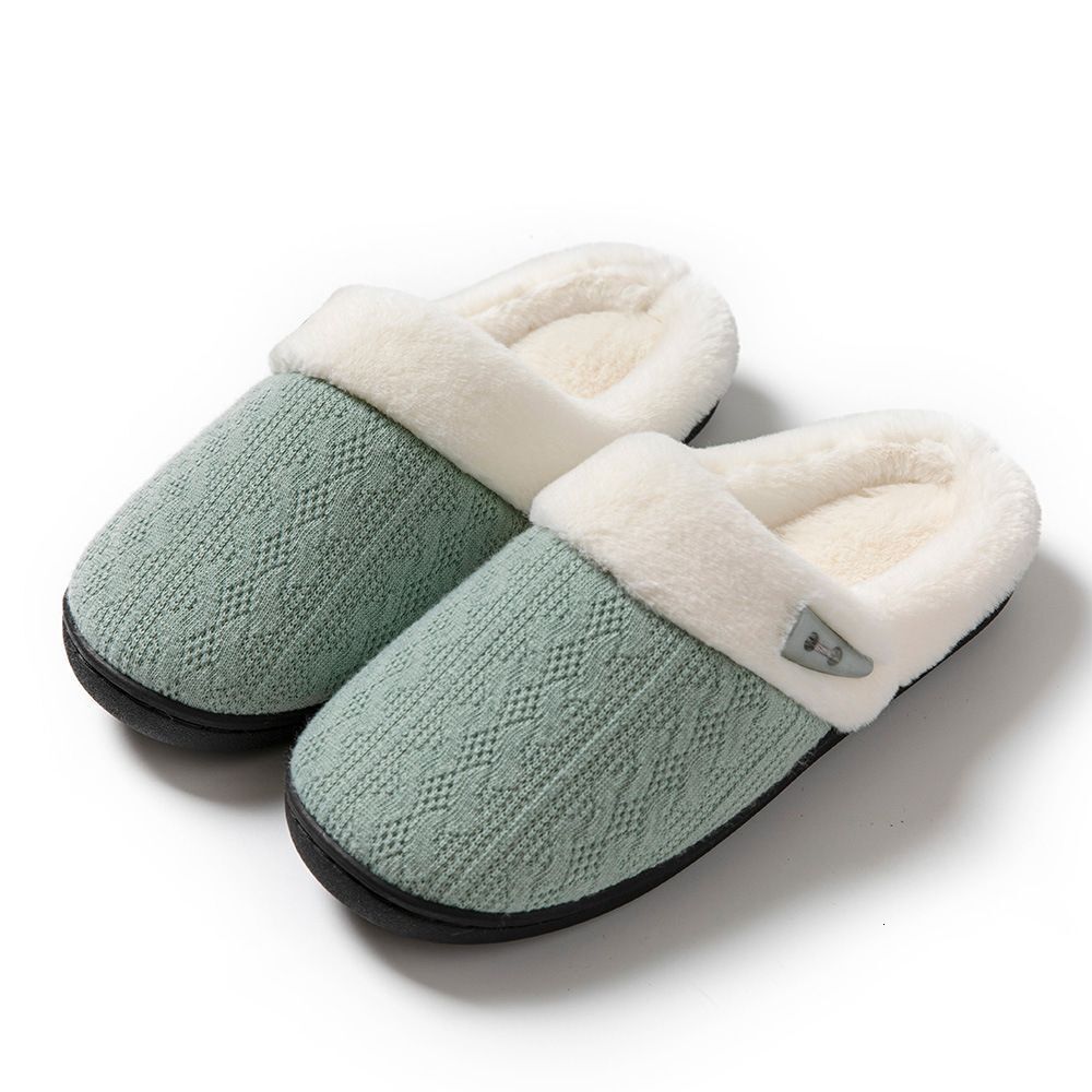 Winter Fleece Lined Indoor Home Use Thick Sole Warm Cotton Slippers