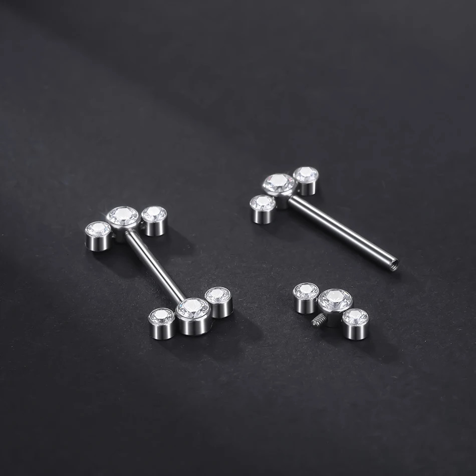 1Pc G23 Nipple Piercing Bar for Women 14G Internal Thread Crystal Flower Nipple Shield Ring Barbell Sexy Jewelry 250722