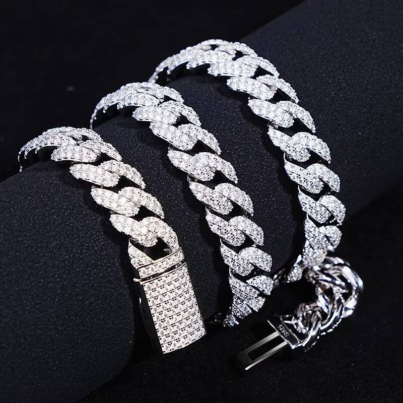 VVS Moissanite Diamond 925 Sterling Silver Necklace Luxury Customized Iced Hip Hop Cuban Chain IGI Certification Gold Trendy
