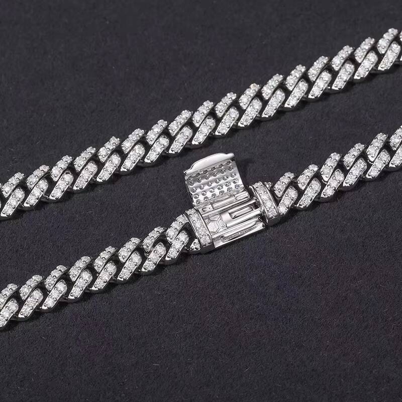High Quality 6mm 925 Silver Necklace Cuban Chain Men Moissanite Necklace For Men Hip Hop Jewelry Gift